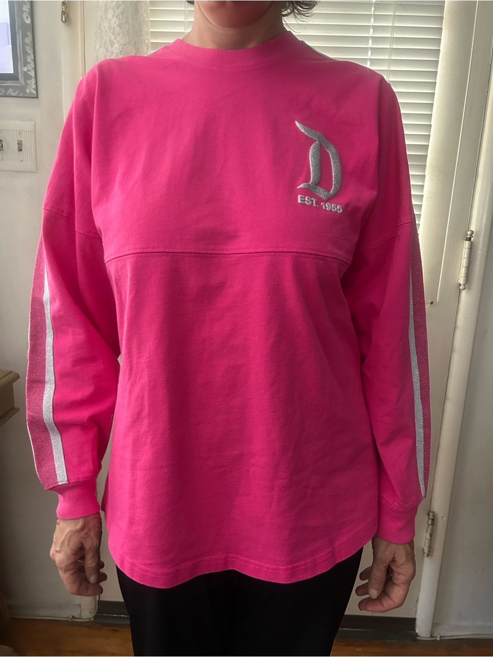Disney Hot Pink Sweatshirt with Silver Logo
